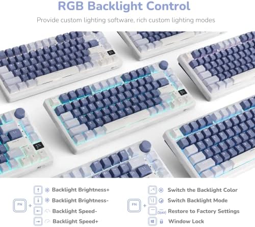 RK ROYAL KLUDGE M75 Mechanical Keyboard with OLED Smart Display and Volume Knob, 2.4G/USB-C/BT Gasket Mounted 75% Layout Wireless Gaming Keyboard with 81 Keys, RGB Backlit Hot-Swappable Brown Switch