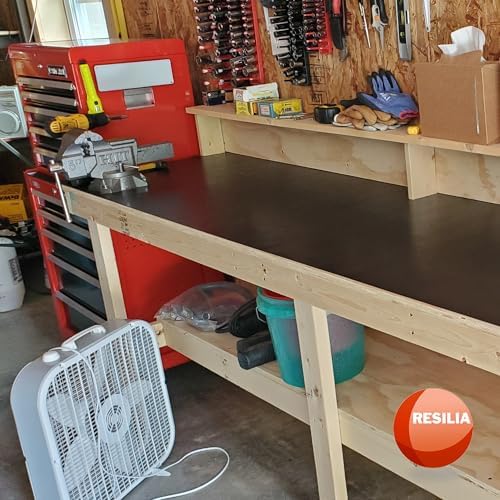 RESILIA Work Bench Mat - 23.5" X 47.5" X 0.06" Scratch-Resistant PVC Mats - Protect Your Workbench, Table, or Tool Station from Painting, Woodworking, Crafting, Building, & More, Black, Made in USA