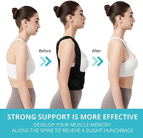 SHAPERKY Posture Corrector for Women for Support: Back Brace for Full Back Support - Adjustable Shoulder Straightener for Women and Men (Black, Small)