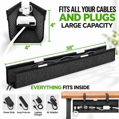 Perfect Posture Cable Management Tray Clamp Mounted Desk Organizer - 38"