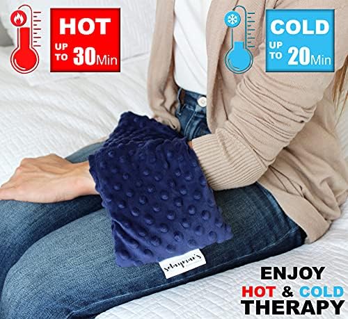 Microwave Heating Pad for Neck & Shoulders - Natural Buckwheat & Flaxseed Hot/Cold Therapy Wrap - Moist Heat for Pain Relief, Muscle Soreness & Stress - Reusable, Soft Fleece (14"x5.5")