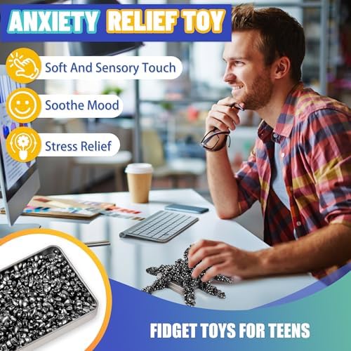 Fidget Toy for Adults Cool Gadgets Gifts for Teen Boys Girls 1000pc Office Desk Stuff for Mens ADHD Tools Sensory Autism Stress Anxiety Fidgets Beads Balls Ferrite Putty Stones Easter Basket Stuffer