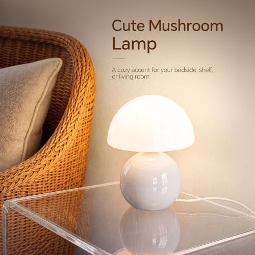 Dawnwake Mushroom Lamp Table Lamps Set of 2 for Bedroom Living Room,White