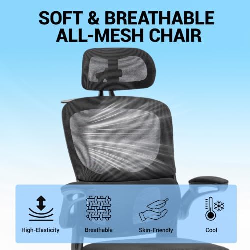 Ergonomic Office Chair with Flip-up Arms & Coat Hanger, Black