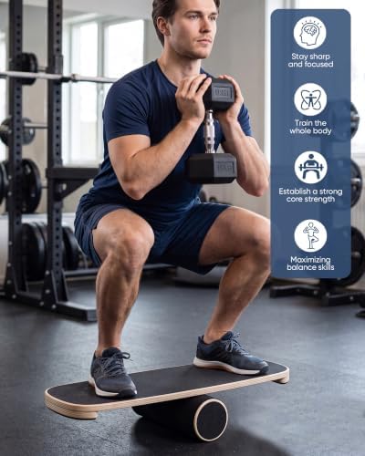 Balance Board for Adults, Surf Trainer with Wooden Roller