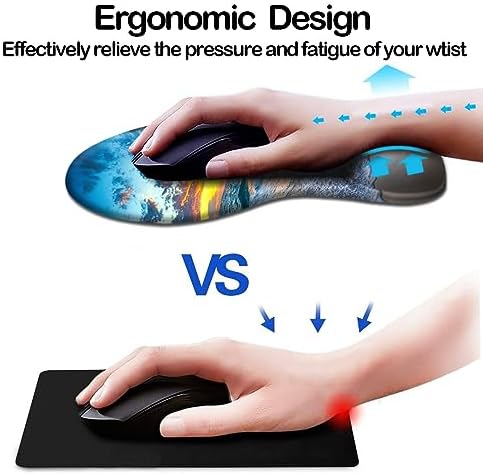 DOOKE Ergonomic Mouse Pad with Wrist Support and Coaster,Mouse Pads with Non-Slip PU Base for Home Office Working Studying Easy Typing & Pain Relief Natural Beach