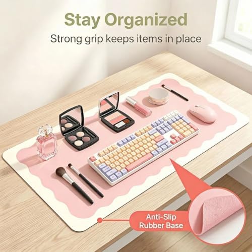 Makeup Mat for Vanity, Extra Long 11.8x31.5in Vanity Mat and Essentials