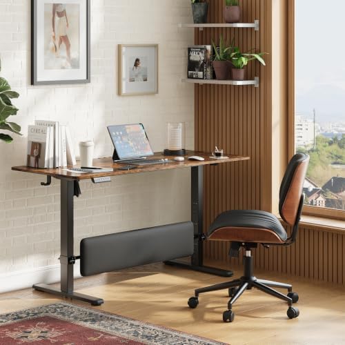 56" x 24" Electric Standing Desk with Adjustable Footrest, Rustic Brown