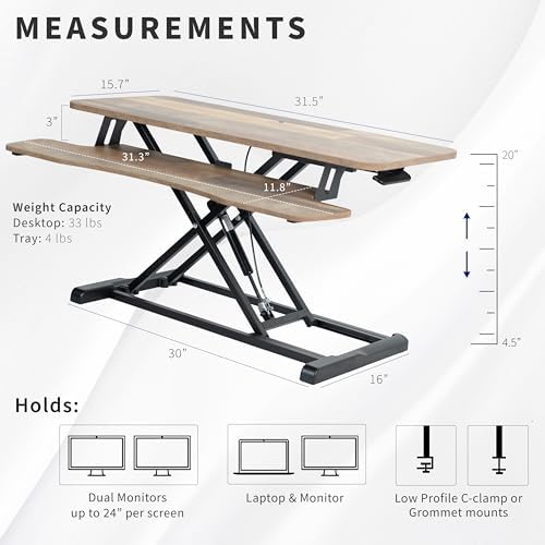 VIVO Reclaimed Wood 32 inch Desk Converter, DESK-V000KP