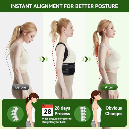 Posture Corrector for Women and Men, Breathable Full Back Brace Support