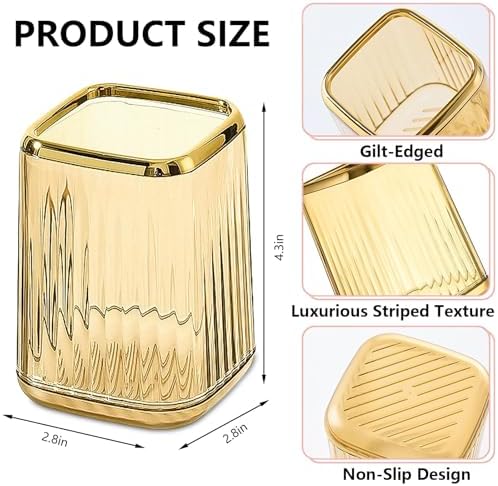 Amber Plastic Pen Holder for Desk, Pencil Organizer Cup for Desk & Officey
