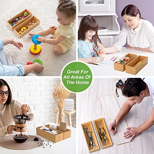 Lixple Bamboo Kitchen Drawer Organizer, 2 Pack, 9" x 3" x 2"