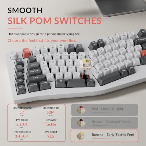 Keychron Q13 Ultra 8K Wireless Mechanical Keyboard, White 96% Alice Ergonomic Keyboard with Numpad, Full Aluminum RGB Custom Keyboard, Hot-Swappable Silk POM Switch for Mac Windows Linux