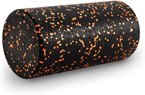ProsourceFit High Density Foam Rollers 12 - inches long,Firm Full Body Athletic Massage Tool for Back Stretching, Yoga, Pilates, Post Workout Muscle Recuperation, Black/Orange