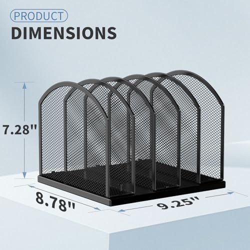 2 Pack Gawerk 5-Section Vertical Desktop Organizer, 5-Section Mesh File Folder Stand Sorter for Office Home Classroom Organization, Black