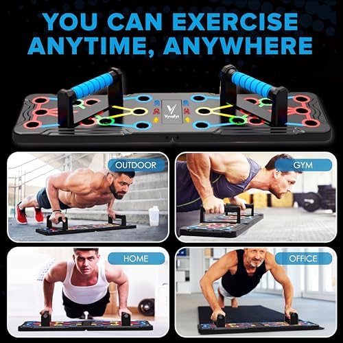 Foldable Push Up Board - Home Workout Equipment with Color-Coded System - Multi-Functional Push-Up Stands for Strength Training, Chest, Arms & Core - Portable Gym for Men & Women