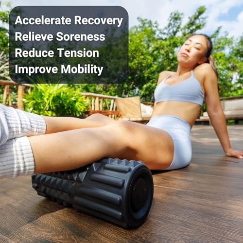 VibePro Flow Vibrating Foam Roller - 5-Mode Vibrating Massage Roller for Muscles Deep Tissue, Recovery, & Pain Relief - High-Intensity Electric Foam Roller for Back, Legs & Shoulders - Rechargeable