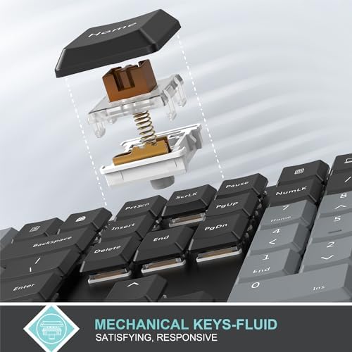 Arteck Mechanical 2.4G USB Wireless Keyboard, Tacktile Brown Switches Black