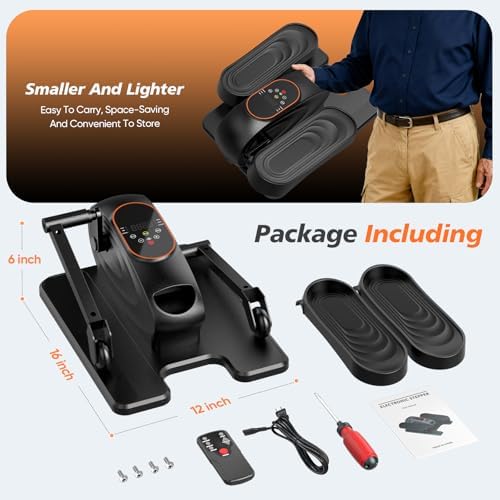 Under Desk Elliptical Machine, Pedal Exerciser for Seniors, Electric Elliptical Leg Exerciser for Seniors with 15 Adjustable, Quiet Mini Eclipse Leg Exerciser with Remote for Home Office, Black