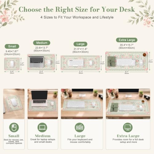 HAOCOO Green Bow Keyboard Pad, 23.6" x 13.7" Mouse Pad for Workspace Decor