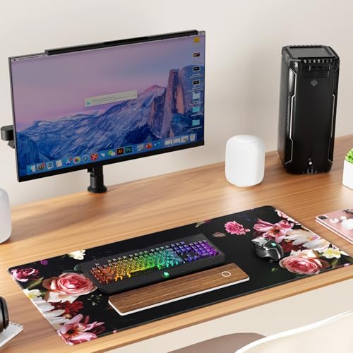 KTRIO Large Gaming Mouse Pad, Desk Mat, 31.5 x 15.7 in Peony Flower, XXL