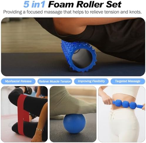 5 in 1 Foam Roller Set High Density Patented Foam Roller for Exercise