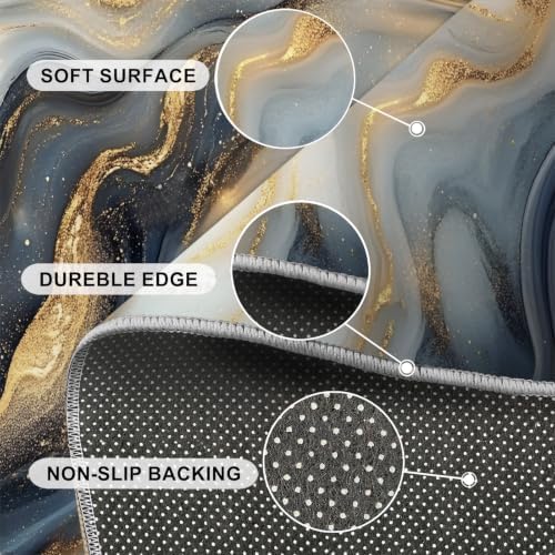 Marble Round Rug - 8ft Washable Abstract Marble Round Area Rug for Living Room, Modern Luxury Circle Rugs Soft Non-Slip Carpet for Bedroom Dining Table Coffee Table Decor Mat