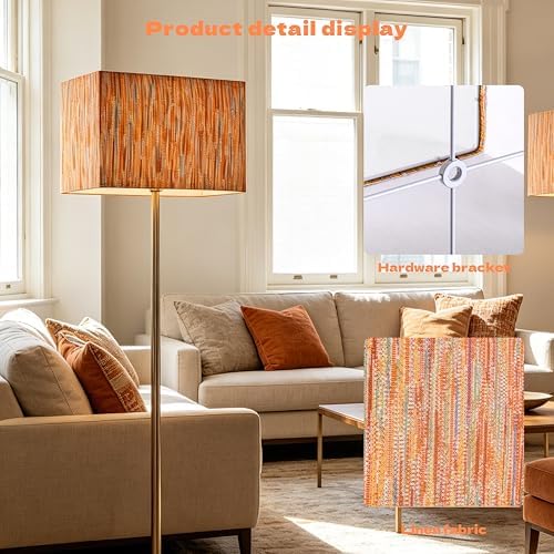 GO&SO Large Rectangle Lamp Shades Set of 2,16"x8"W Texture Multi-Red Shade