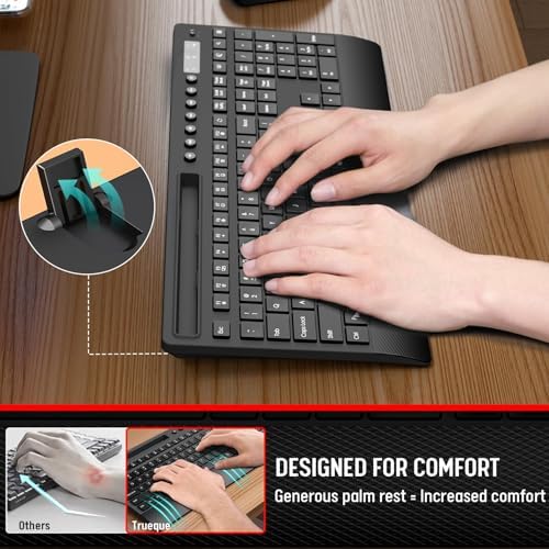 Trueque Wireless Keyboard and Mouse Combo, Full Size with Palm Rest