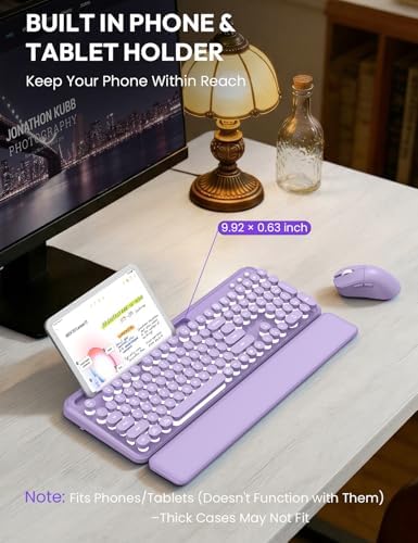 Wireless Keyboard and Mouse, Backlit Typewriter with Magnetic Wrist Rest