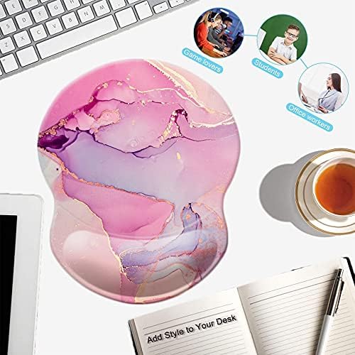 Mouse Pad with Wrist Support, Non Slip Mousepad Wrist Rest for Office, Computer, Laptop & Mac-Comfortable & Lightweight Ergonomic Support Mouse Mat(Pretty Marble-B)