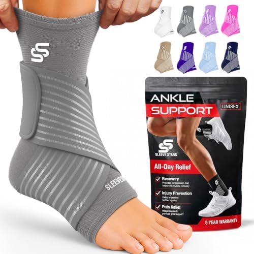 Sleeve Stars Ankle Brace Men & Women Support (Pair/M:10"-12"/Gray)