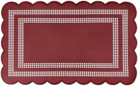 Anti Fatigue Scallop Mat 18 x 30 in, Remi, Burgundy/Ivory