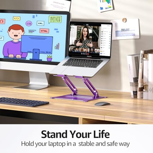 Urmust Adjustable Laptop Stand for Desk, 10-15.6“ Laptop Riser, Purple