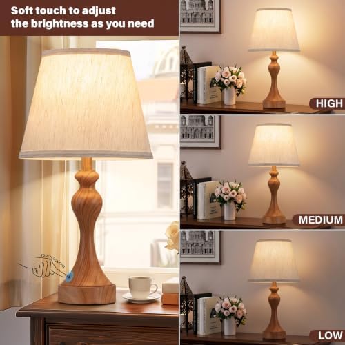Touch Lamps for Nightstand, 3 Way Dimmable Bedside Lamps with USB C+A Ports