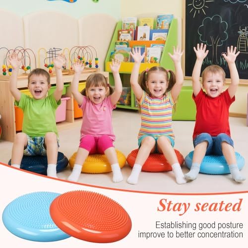 Libima 4 Pcs Wiggle Seat for Kids Inflated Wobble Cushion