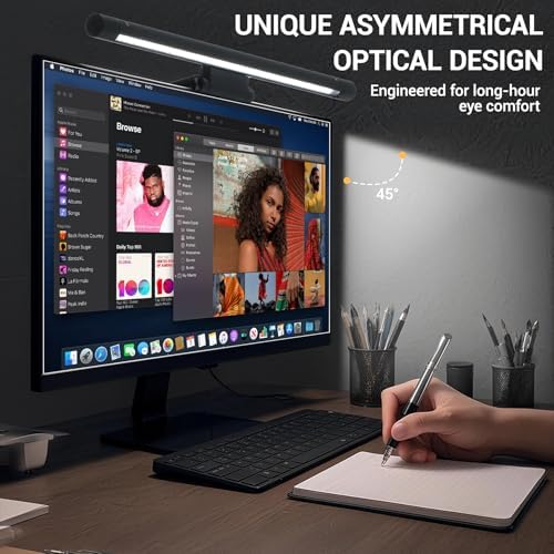 PROSmart Monitor Light Bar, Computer Monitor Lamp, 250LM No Glare Eye-Care LED Screen Bar, Fit for Curved/Flat Monitor, USB Reading Screenbar for Home/Office/Work/Game