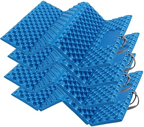 REDCAMP Ultralight Foam Backpacking Sit Pad, Foldable Waterproof Z Hiking Sitting Pad Insulated Stadium Seat Cushion with Strap for Outdoor Camping Picnic, Blue/Black/Yellow