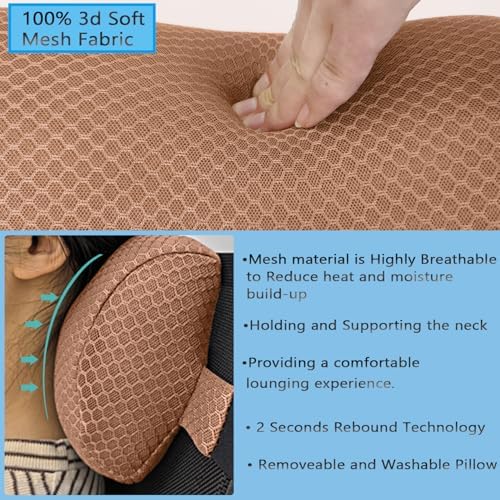 1 Pack Headrest Pillow for Patio Chaise Lounge,Recliner,Beach Chair,Brown