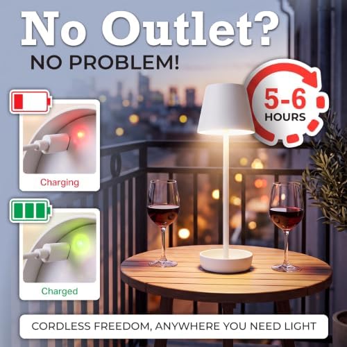 Cordless Table Lamp 2-Pack, Rechargeable Touch Lamp with Remote