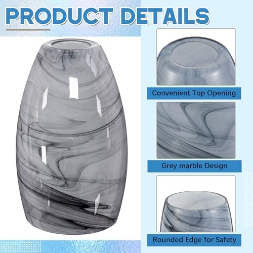 Teenyyou 1 Set Oval Glass Lamp Shade Replacement, Gray Marble