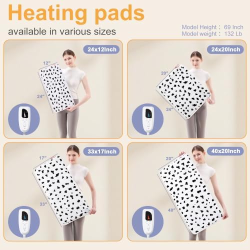 Heating Pad,Heated Blanket,Heating Pad for Back Neck,White,24x12 Inch