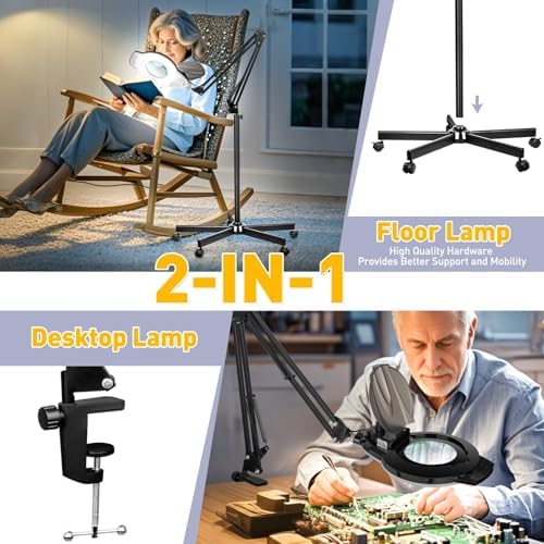 2200 Lumens Mag Lamp for Estheticians, 2-in-1 Magnifier Floor Light