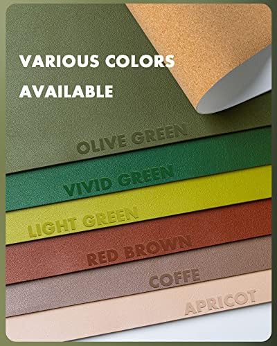 YSAGi Double-Sided Desk Pad, 35.4"x17"Leather Desk Mat, Eco Cork Desk Pad Protector,Large Mouse Pad,Waterproof Desk Blotter for Office/Home(Olive Green)