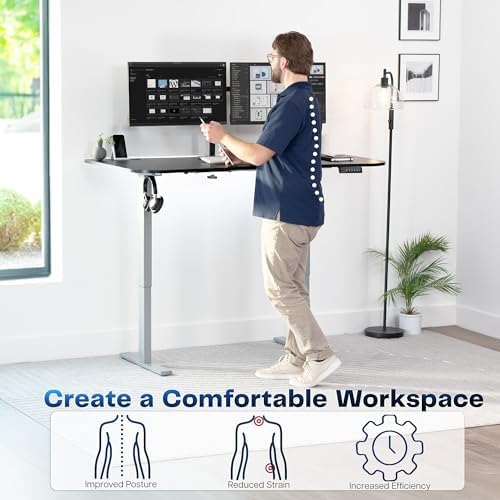VIVO Black Carbon Fiber 63 x 32 in Standing Desk, DESK-KIT-1G1R