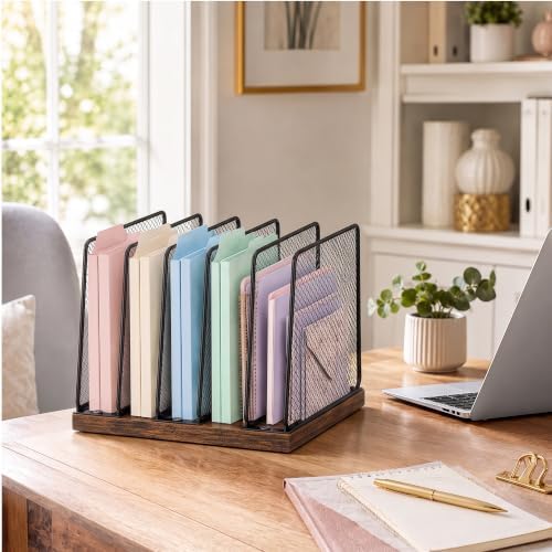OPNICE Desk File Organizer, Mail Organizer, Large, Brown