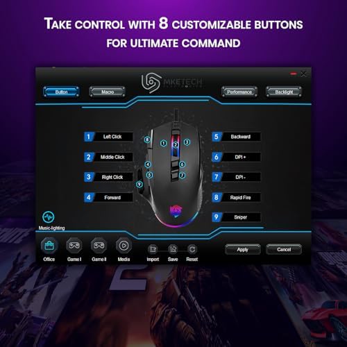Wired Gaming Mouse – Programmable Mouse with Rapid Fire & Sniper Buttons