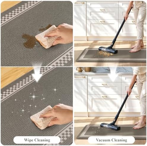 KIMODE Anti Fatigue Mats for Kitchen Floor Checkered Kitchen Rugs Sets of 2