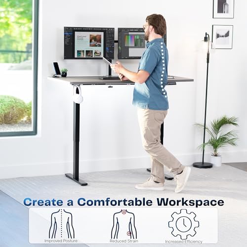 VIVO Dark Gray 60 x 30 in Standing Desk, DESK-KIT-1B6G-30