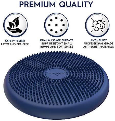 Bouncyband – Wiggle Seat – Blue, 13” D – Large Sensory Cushion for Kids Ages 6-18+ – Promotes Active Learning, Improves Student Productivity, Includes Easy-Inflation Pump